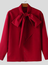 Men's Bow Tie Long Sleeve Shirt SKUL37606