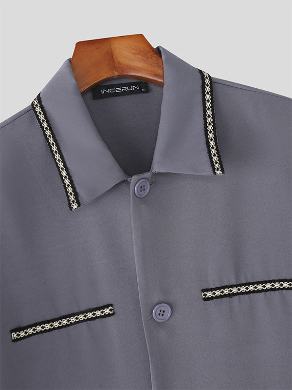 Men's Double Pocket Casual Short Sleeve Shirt SKUL22819