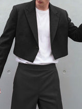 Men's Solid Color Cropped Long Sleeve Blazer SKUL50060