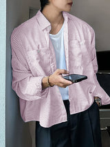 Mens Loose-Fit Striped Long Sleeve Shirt SKUK98830