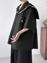 Men's Bow Patchwork Half Sleeve Shirt SKUL27006