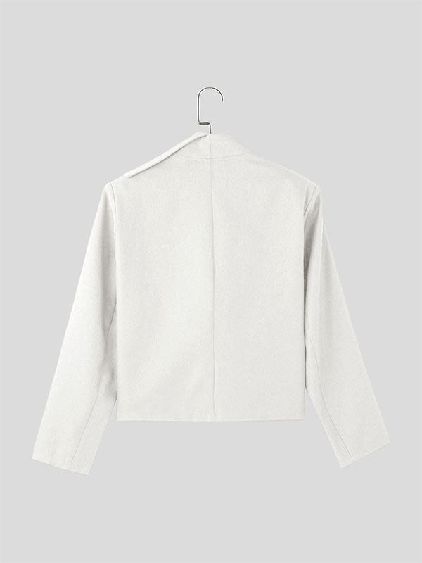 Mens Solid Color Asymmetrical Long Sleeve Blazer SKUK94589