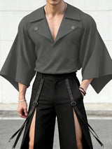 Men's Avant-Garde Deep V-Neck Dramatic Bell Sleeves Shirt SKUL51934