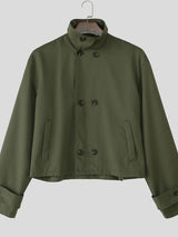 Men's Double Breasted Stand Collar Long Sleeve Jacket SKUL31504