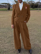 Men's Solid Color Casual Two Pieces Outfit SKUL44011