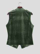 Men's Retro Aristocratic Velvet Military Hussar Waistcoat SKUL75539