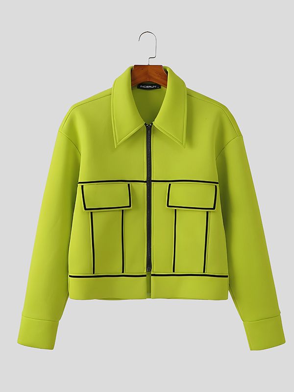 Men's Contrast Line Long Sleeve Jacket SKUL48869