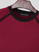 Men's Colorblock Crew Neck Short Sleeve Bodysuit SKUL21117