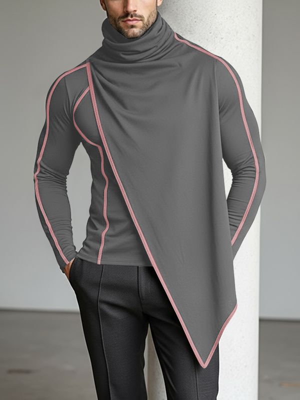 Men's Contrast Color Edge Knit Long Sleeve T-shirt SKUL43943