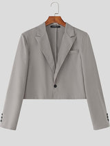 Men's Solid Color Cropped Long Sleeve Blazer SKUL50060