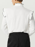Mens Ruffle Trim Tie Long Sleeve Shirt SKUK24615