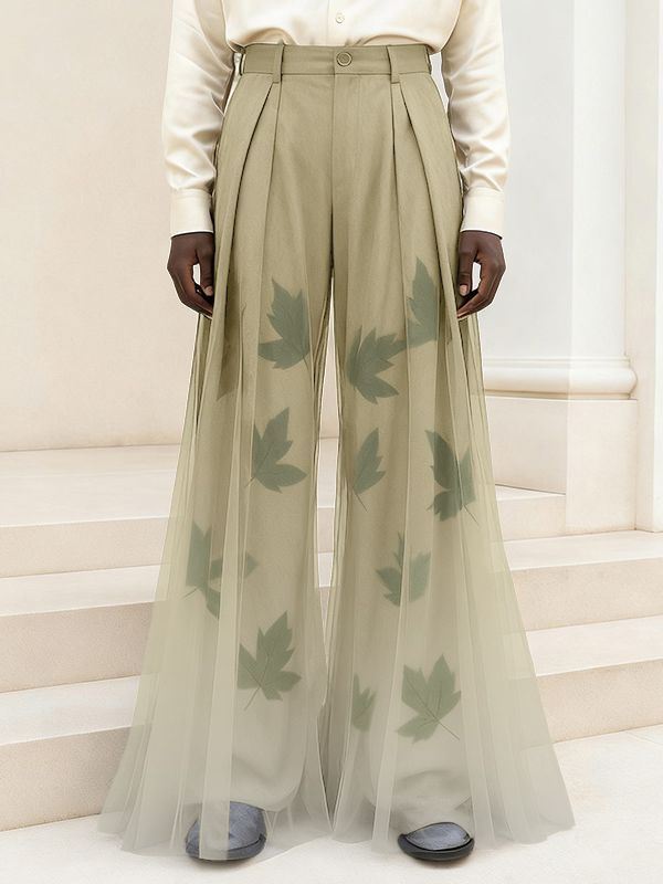 Men's Maple Leaf Print Gradient Mesh Pant SKUL39000