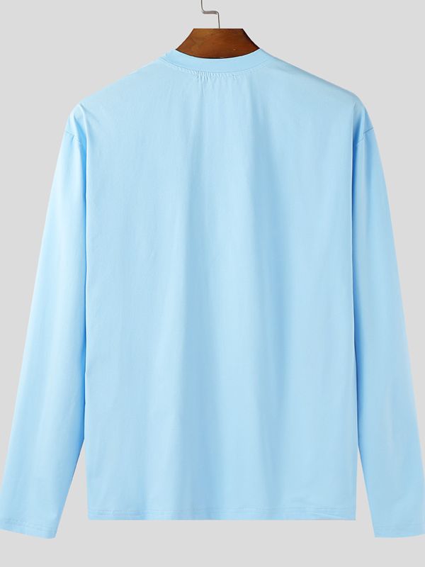 Men's Solid Color Pocket Long Sleeve T-Shirt SKUL40090