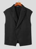 Mens Solid Lapel Double Breasted Waistcoat SKUK22601