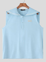 Men's Solid Color Sailor Collar Casual Tank SKUL50154