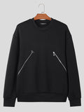 Mens Solid Zip Design Crew Neck Sweatshirt SKUK32745