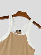 Men's Colorblock Square Neck Ribbed Knit Muscle Tank SKUL76581