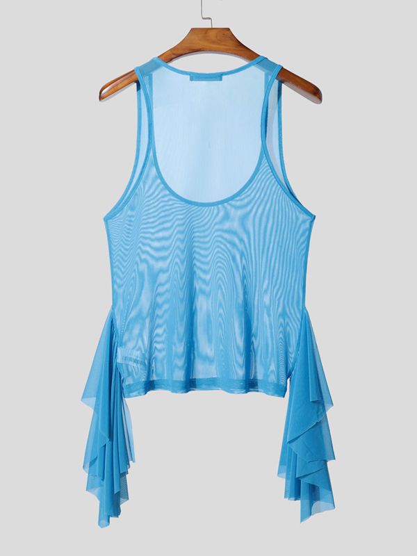 Men's Semi-Sheer Fine Mesh Low Neck Tank SKUL42804