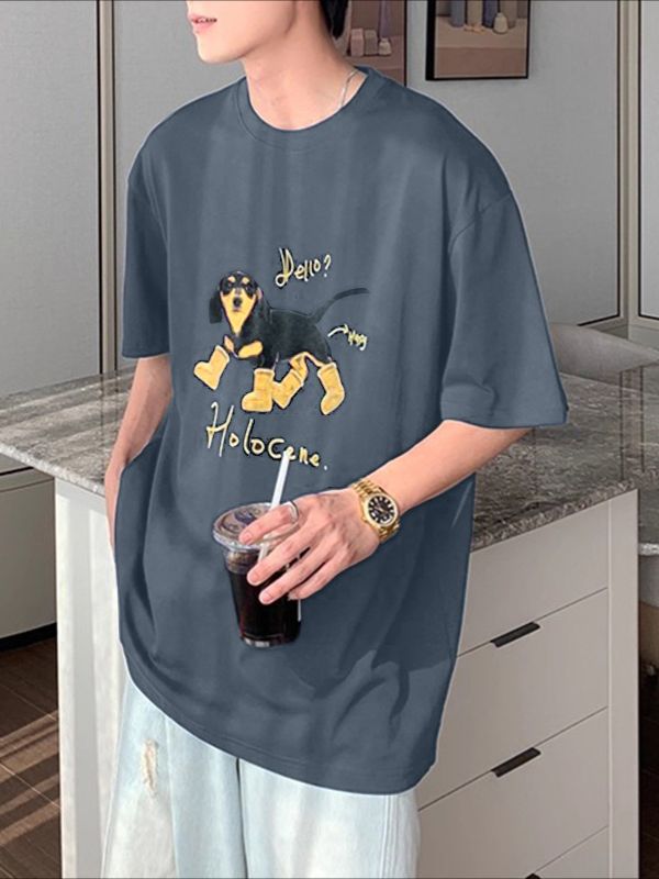 Men's Dog Print Short Sleeve T-Shirt SKUL38868