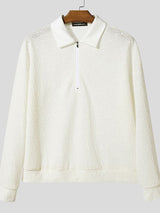 Men's Jacquard Knit Sheer Long Sleeve Zip Shirt SKUL39696