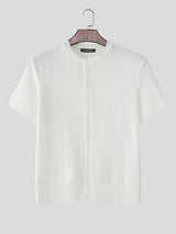 Men's Solid Color Knit Short Sleeve Shirt SKUL22811