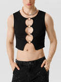 Mens Cutout O-Ring Knit Sleeveless Crop Top SKUK06040