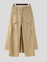 Mens Solid Color Layered Wide-Leg Long Pant SKUK99651