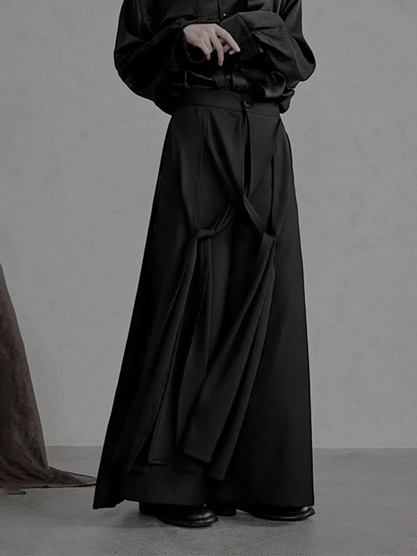 Men's Solid Color Layered Wide Leg Casual Pant SKUL30427