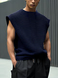 Mens Solid Textured Crew Neck Sleeveless T-Shirt SKUK52986