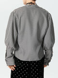 Mens Plaid Metal Button Long Sleeve Shirt SKUK41074