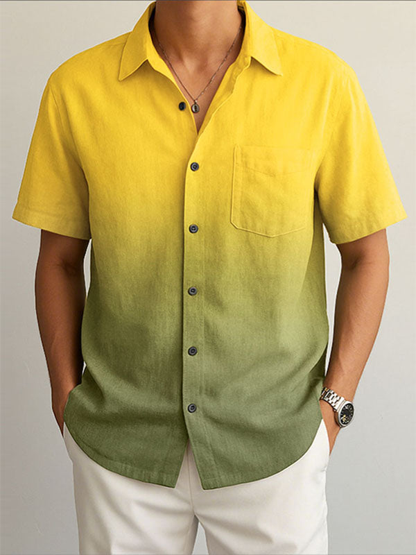 Mens Gradient Color Casual Short Sleeve Shirt SKUL17433