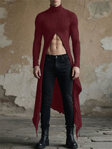 Mens Asymmetrical Slit Textured Long Sleeve T-Shirt SKUL24728