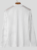 Men's Semi-Sheer High Neck Long Sleeve T-shirt SKUL42523