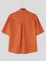 Men's Casual Distressed Grid Texture Flap Pocket Shirt SKUL63130