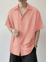 Mens Solid Color Textured Short Sleeve Shirt SKUL18000