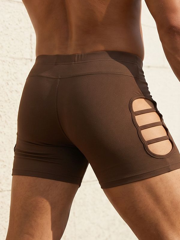 Men's Avant-Garde Dual Side Strappy Cutout Fitted Gym Boxer Short SKUL68422
