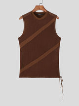 Men's Sheer Mesh Patchwork Side Tie Tank SKUL48619