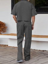 Men's Solid Color Casual Two Pieces Outfit SKUL36331