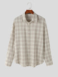Mens Plaid Cotton Casual Long Sleeve Shirt SKUK42865