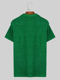 Mens Solid Plush Casual Short Sleeve Shirt SKUK52968