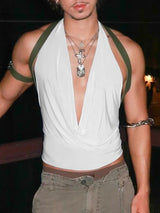 Men's Solid Color Deep V Neck Cropped Tank SKUL54061