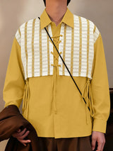 Men's Striped Lace Print Long Sleeve Shirt SKUL40708