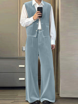 Mens Solid Color Textured Two Pieces Outfit SKUL27366