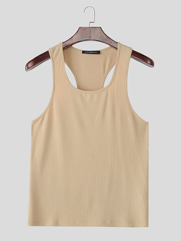 Mens Solid Color Textured U-Neck Tank SKUL13058