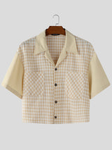 Men's Plaid Cropped Short Sleeve Shirt SKUL29767