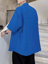 Men's Detachable Tie Textured Half Sleeve Shirt SKUL38896