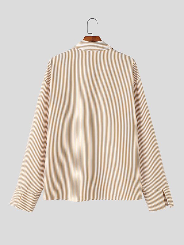 Men's 3D Floral Patchwork Striped Long Sleeve Shirt SKUL48616