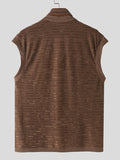 Mens Solid Textured Casual Sleeveless T-Shirt SKUK52067