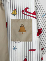 Men's Christmas Print Striped Tie Half Sleeve Shirt SKUL31820