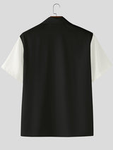 Men's Floral Print Colorblock Short Sleeve Shirt SKUL26121